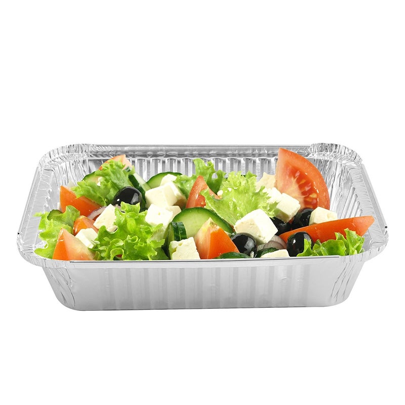 Party Bargains أواني الألمنيوم من PARTY BARGAINS - (50 عبوة) 9 بوصة × 6 بوصة × 2 بوصة جودة ممتازة ودائمة لصواني الطهي، الخبز، الشواء، والشواء، ممتازة للوجبات الجاهزة، وتحضير الوجبات - Image 4